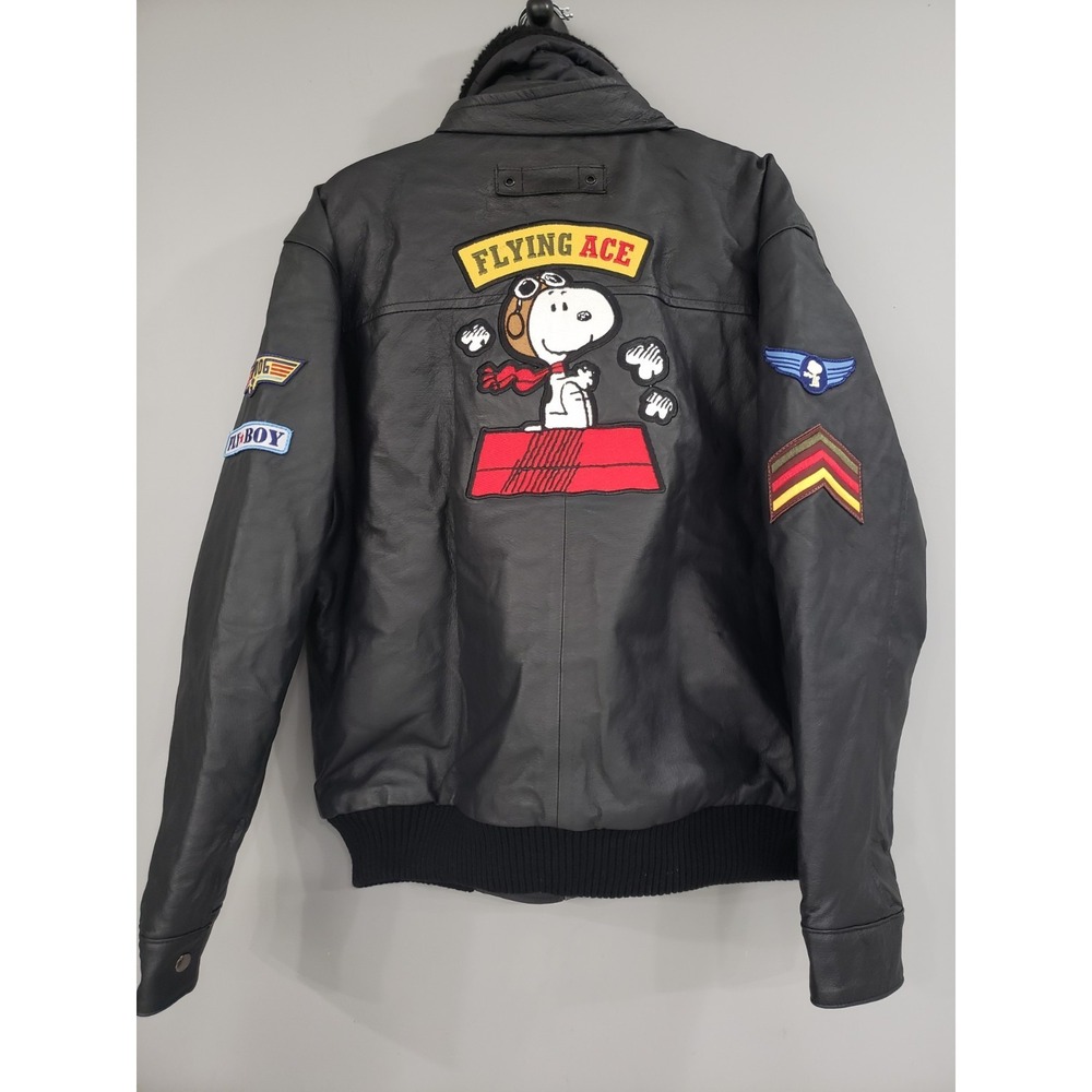 NEVER WORN Flying Ace Snoopy BRADFORD‎ EXCHANGE Men's Leather Bomber Jacket